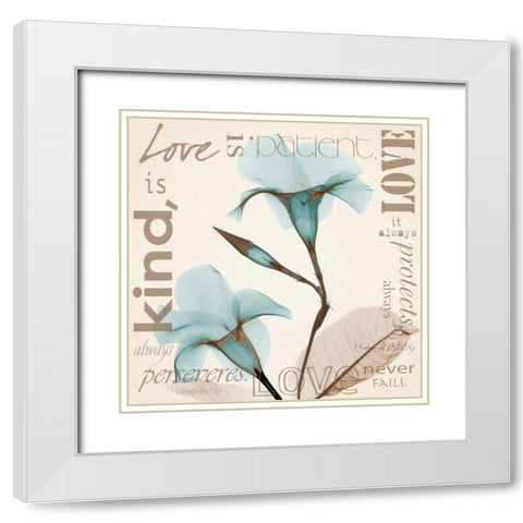 Love - Blue Beauties White Modern Wood Framed Art Print with Double Matting by Koetsier, Albert