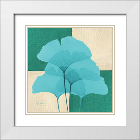 Gingko E162 White Modern Wood Framed Art Print with Double Matting by Koetsier, Albert