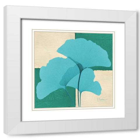 Gingko E97 White Modern Wood Framed Art Print with Double Matting by Koetsier, Albert