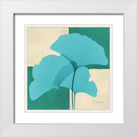 Gingko E97 White Modern Wood Framed Art Print with Double Matting by Koetsier, Albert