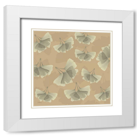 Falling Gingkos 1 White Modern Wood Framed Art Print with Double Matting by Koetsier, Albert