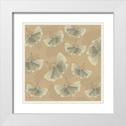 Falling Gingkos 1 White Modern Wood Framed Art Print with Double Matting by Koetsier, Albert