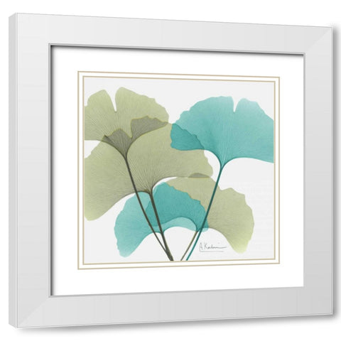 Gingko 1 White Modern Wood Framed Art Print with Double Matting by Koetsier, Albert