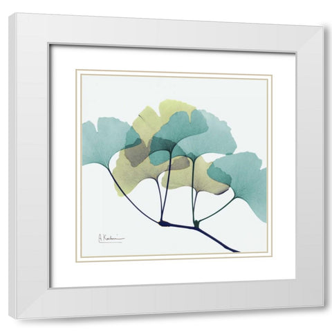 Gingko L140 White Modern Wood Framed Art Print with Double Matting by Koetsier, Albert