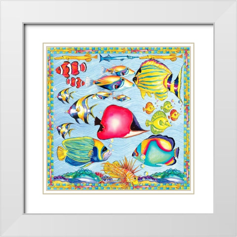 Fish Pattern White Modern Wood Framed Art Print with Double Matting by Ormsby, Anne