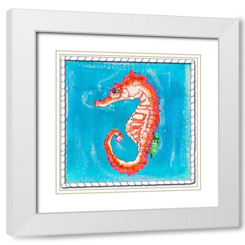 Beach Seahorse White Modern Wood Framed Art Print with Double Matting by Ormsby, Anne