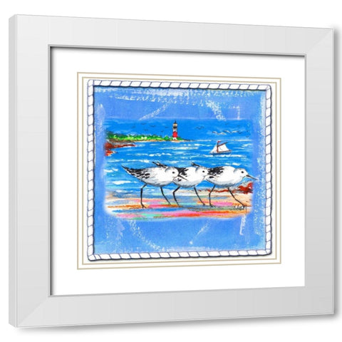 Beach-Front-Shore Birds White Modern Wood Framed Art Print with Double Matting by Ormsby, Anne