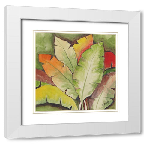 Banana Tree Leaves White Modern Wood Framed Art Print with Double Matting by Ormsby, Anne