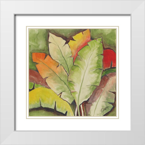 Banana Tree Leaves White Modern Wood Framed Art Print with Double Matting by Ormsby, Anne