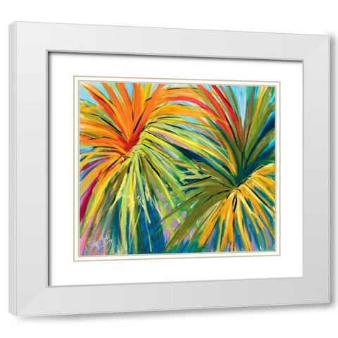 Firework Leaves White Modern Wood Framed Art Print with Double Matting by Ormsby, Anne