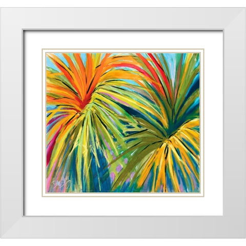 Firework Leaves White Modern Wood Framed Art Print with Double Matting by Ormsby, Anne