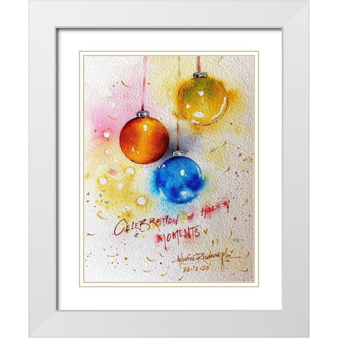 Christmas Bubbles White Modern Wood Framed Art Print with Double Matting by Rudraksi, Ashwini
