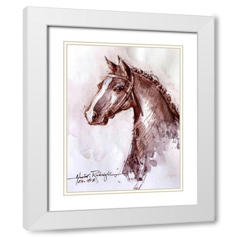 Horse 1 White Modern Wood Framed Art Print with Double Matting by Rudraksi, Ashwini