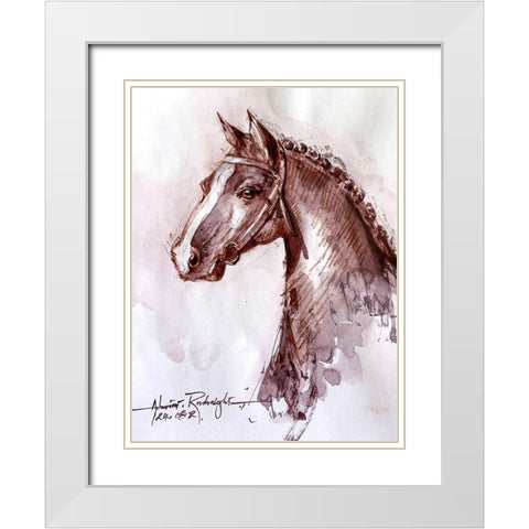 Horse 1 White Modern Wood Framed Art Print with Double Matting by Rudraksi, Ashwini