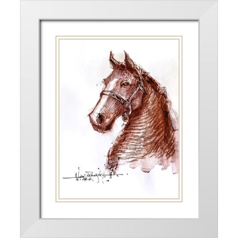 Horse 2 White Modern Wood Framed Art Print with Double Matting by Rudraksi, Ashwini