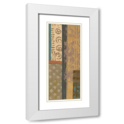 African Panel 1 White Modern Wood Framed Art Print with Double Matting by Saunders, Alonzo
