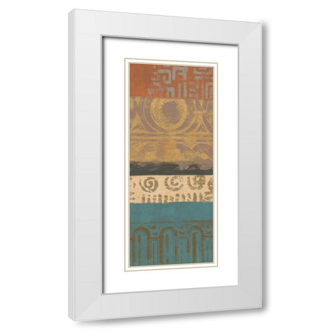 African Panel 2 White Modern Wood Framed Art Print with Double Matting by Saunders, Alonzo
