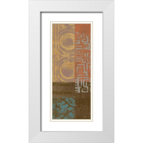 African Panel 3 White Modern Wood Framed Art Print with Double Matting by Saunders, Alonzo