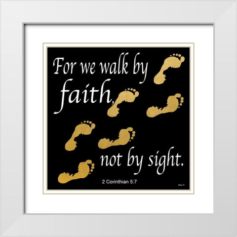 Walk By Faith 2 White Modern Wood Framed Art Print with Double Matting by Saunders, Alonzo
