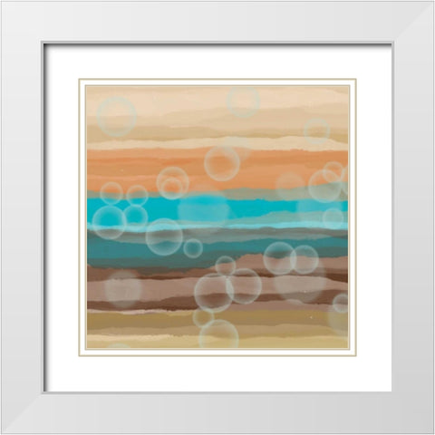 Bubbles White Modern Wood Framed Art Print with Double Matting by Saunders, Alonzo