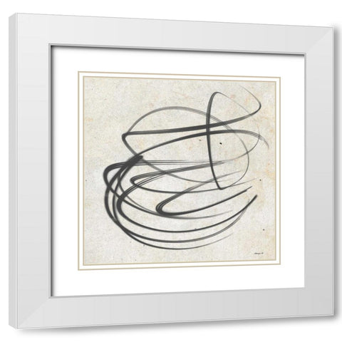 Swirl White Modern Wood Framed Art Print with Double Matting by Saunders, Alonza
