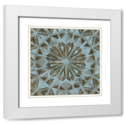 Blue Tile Dark 6 White Modern Wood Framed Art Print with Double Matting by Saunders, Alonzo