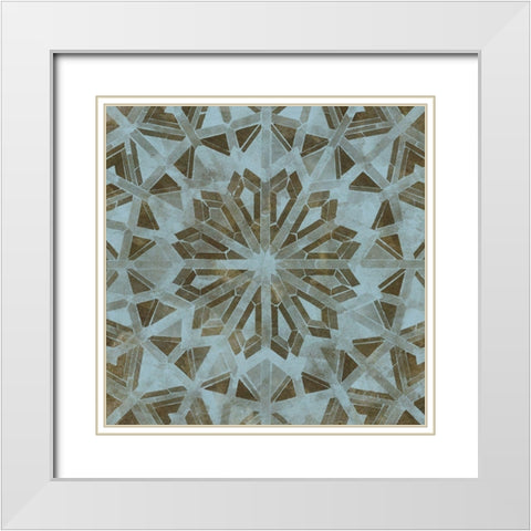 Blue Tile Dark 6 White Modern Wood Framed Art Print with Double Matting by Saunders, Alonzo