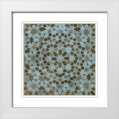 Blue Tile Dark 9 White Modern Wood Framed Art Print with Double Matting by Saunders, Alonzo