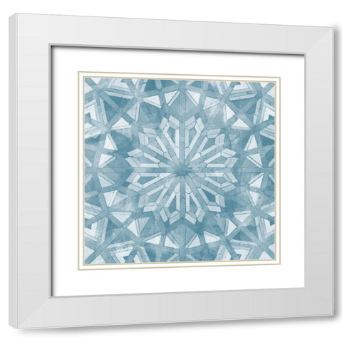 Blue Tile Light 6 White Modern Wood Framed Art Print with Double Matting by Saunders, Alonzo