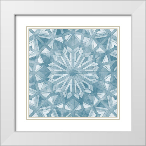 Blue Tile Light 6 White Modern Wood Framed Art Print with Double Matting by Saunders, Alonzo