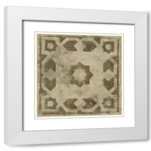 Brown Tile Dark 2 White Modern Wood Framed Art Print with Double Matting by Saunders, Alonzo