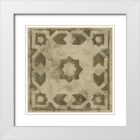 Brown Tile Dark 2 White Modern Wood Framed Art Print with Double Matting by Saunders, Alonzo