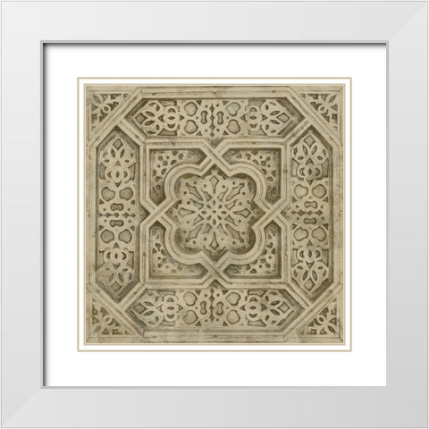 Brown Tile Dark 3 White Modern Wood Framed Art Print with Double Matting by Saunders, Alonzo