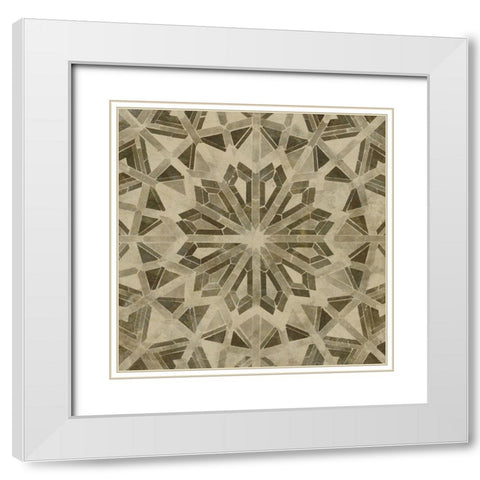 Brown Tile Dark 6 White Modern Wood Framed Art Print with Double Matting by Saunders, Alonzo