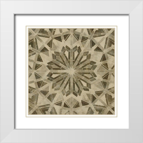 Brown Tile Dark 6 White Modern Wood Framed Art Print with Double Matting by Saunders, Alonzo