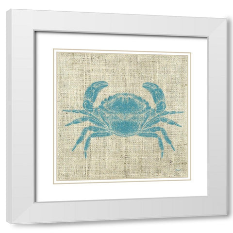 Crab Linen White Modern Wood Framed Art Print with Double Matting by Saunders, Alonzo