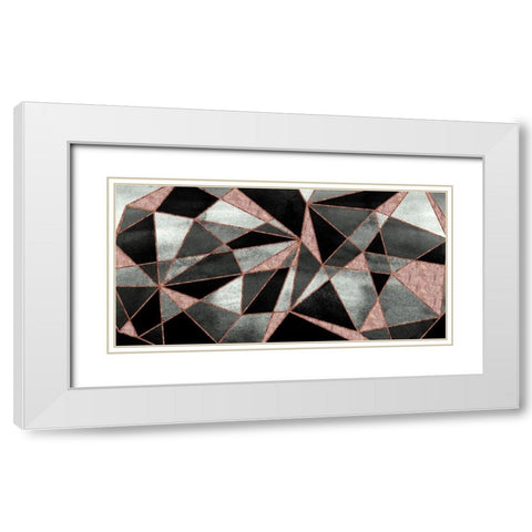 Blush Geo Abstract White Modern Wood Framed Art Print with Double Matting by Vidal, Alicia