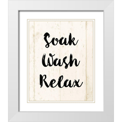 Soak Wash Relax White Modern Wood Framed Art Print with Double Matting by Vidal, Alicia