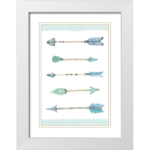 Boho Arrows Blue White Modern Wood Framed Art Print with Double Matting by Vidal, Alicia