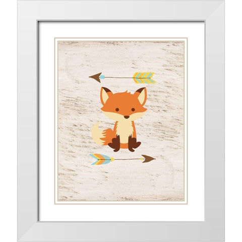 Fox On Wood White Modern Wood Framed Art Print with Double Matting by Vidal, Alicia