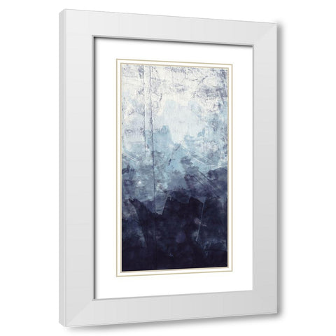 Blue Flow 1 White Modern Wood Framed Art Print with Double Matting by Vidal, Alicia