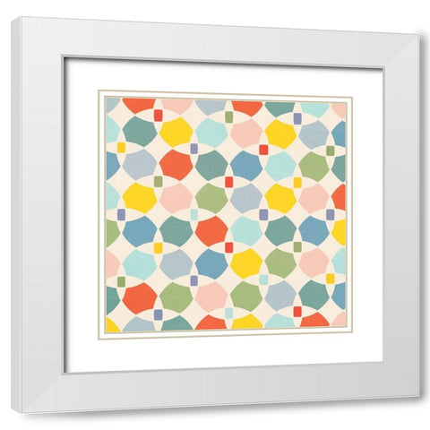 80S Pattern 3 White Modern Wood Framed Art Print with Double Matting by Vidal, Alicia