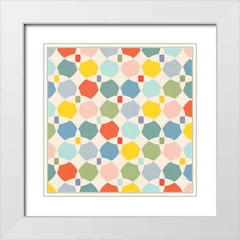 80S Pattern 3 White Modern Wood Framed Art Print with Double Matting by Vidal, Alicia
