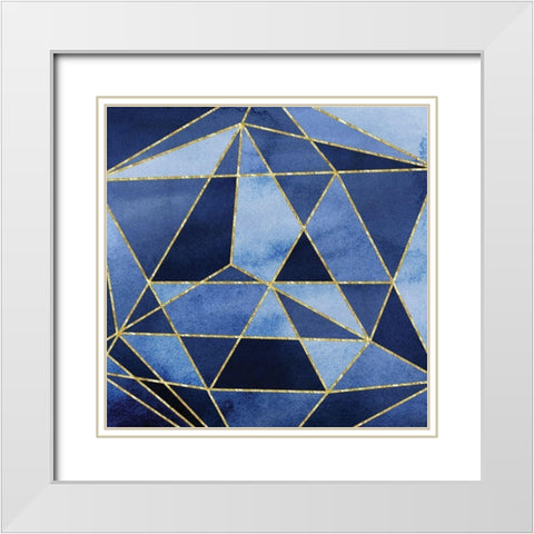 Navy GeoAbstract White Modern Wood Framed Art Print with Double Matting by Vidal, Alicia