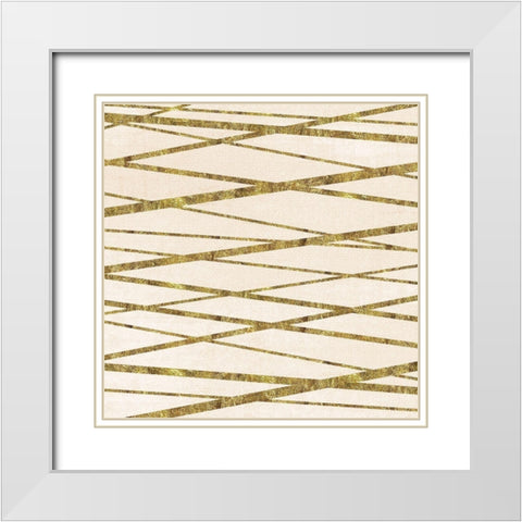 Golden Lines White Modern Wood Framed Art Print with Double Matting by Vidal, Alicia