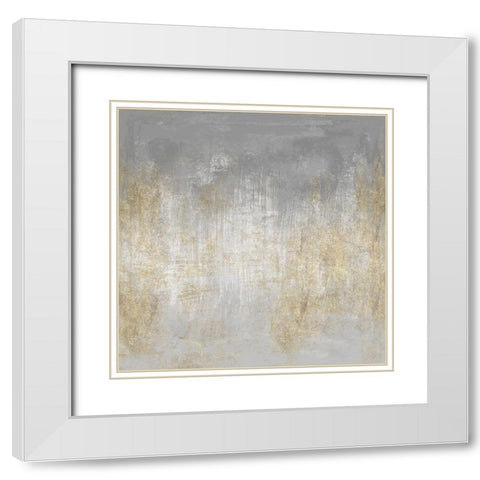 Abstract Shimmer Silver White Modern Wood Framed Art Print with Double Matting by Vidal, Alicia