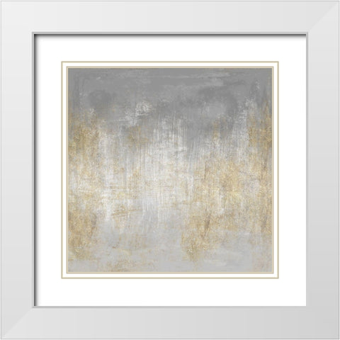 Abstract Shimmer Silver White Modern Wood Framed Art Print with Double Matting by Vidal, Alicia