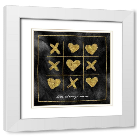 Xo Love Always Wins White Modern Wood Framed Art Print with Double Matting by Vidal, Alicia