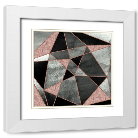 Blush Geo Abstract 1 White Modern Wood Framed Art Print with Double Matting by Vidal, Alicia