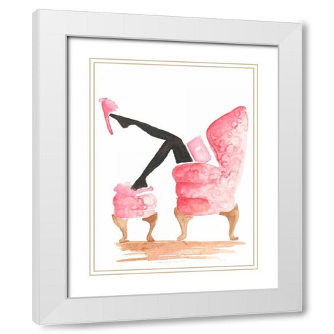 Library Reading White Modern Wood Framed Art Print with Double Matting by Zyburt, Alicia